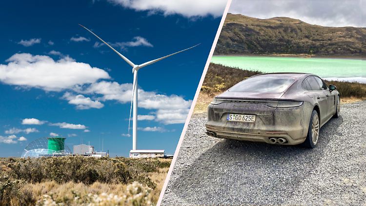Porsche setzt vor allem auf Windkraft, um synthetische Kraftstoffe zu produzieren. So wird die lange Fahrt durch Chile CO2-neutral. Der Lack des Porsche Panamera bekommt auf der Tour viel Matsch und Staub ab.
