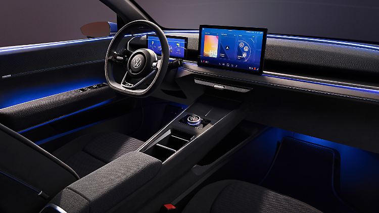 Viel Display kennzeichnet den ID.2all-Innenraum. Endlich fällt der Lautstärkeregler wieder mechanisch aus.