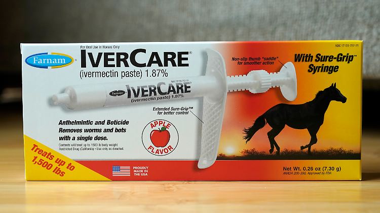 Auf der Verpackung dieses Ivermectin-Medikaments steht: Nur zur oralen Anwendung bei Pferden.