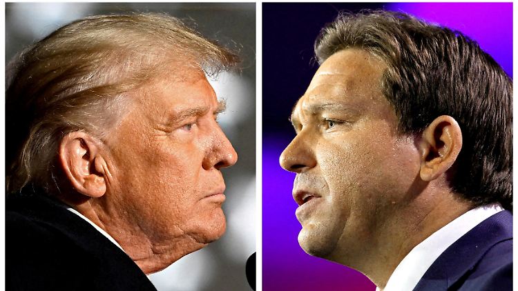 Über 30 Jahre jünger als Trump, aber auch recht schlagfertig: Ron DeSantis (r.) macht seinem Parteifreund Donald Trump Konkurrenz.