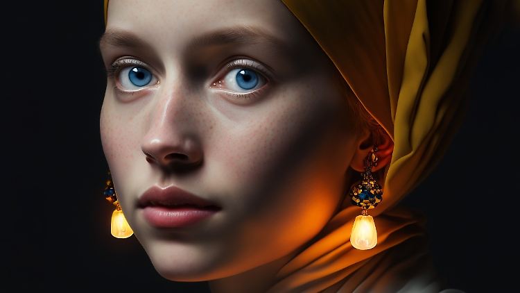 Der Fotograf und "Digital Creator" Julian van Dieken hat mithilfe einer KI das Bild "A Girl With Glowing Earrings" erschaffen. 