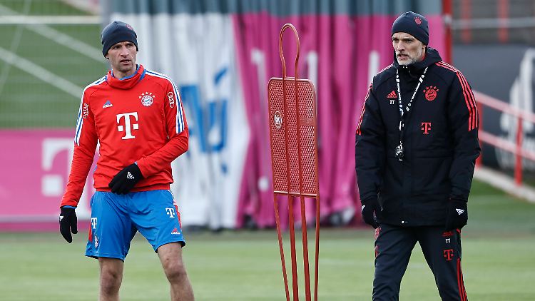 Mit Thomas Müller konnte Thomas Tuchel in dieser Woche arbeiten - die Bayern-Ikone wurde überraschend nicht von Bundestrainer Hansi Flick für die Länderspiele berücksichtigt.