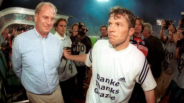 Manager Hoeneß und Spieler Matthäus im Jahr 2000.
