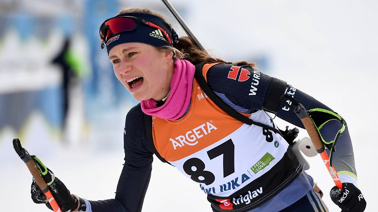Müller beim IBU-Cup-Sprint in Pokljuka im Januar, bei dem sie in die Top Ten lief.
