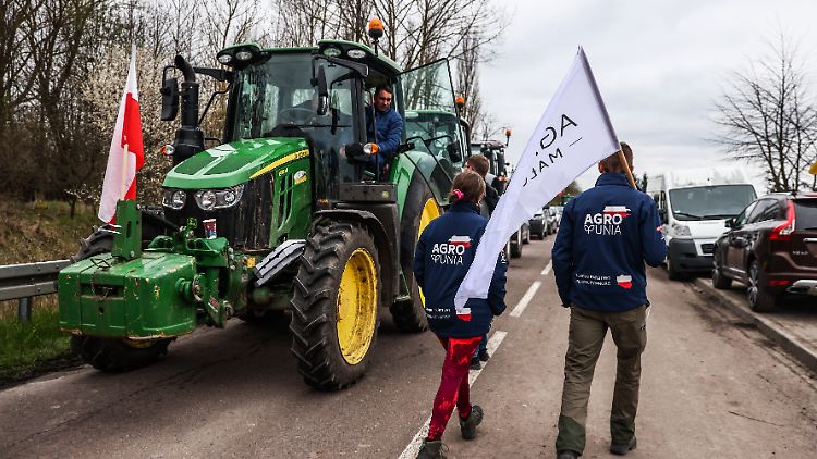 Polnische Bauern protestieren gegen die Getreide-Einfuhren aus dem kriegsgebeutelten Nachbarland.