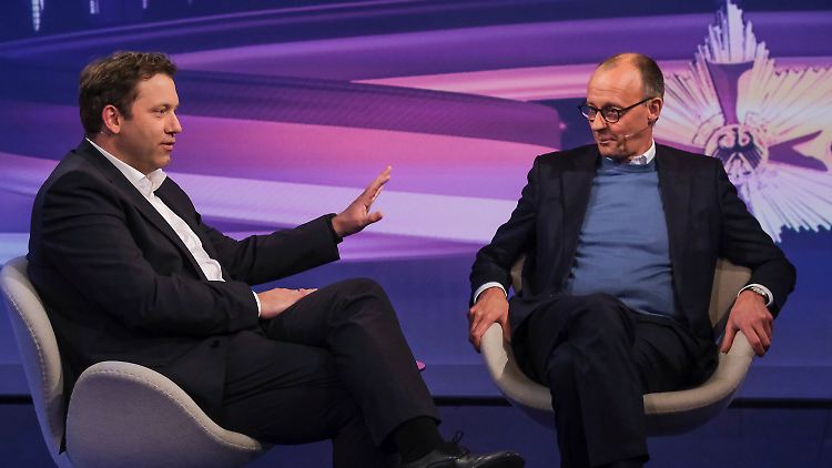 Im Fernsehstudio hat Klingbeil das Publikum auf seiner Seite.