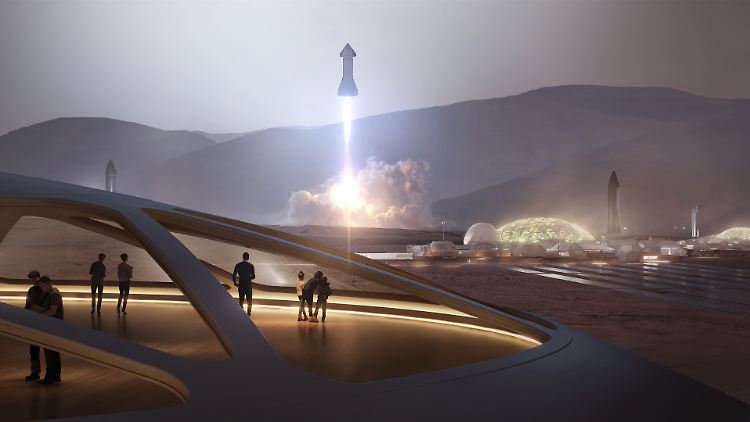 Mit Starship soll der Aufbau einer Mars-Kolonie möglich werden, so die Vision von SpaceX-Chef Musk.
