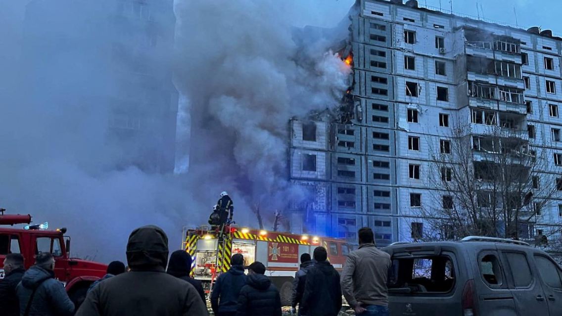 Das Wohnhaus in Uman wurde in der Nacht von einer russischen Rakete getroffen.