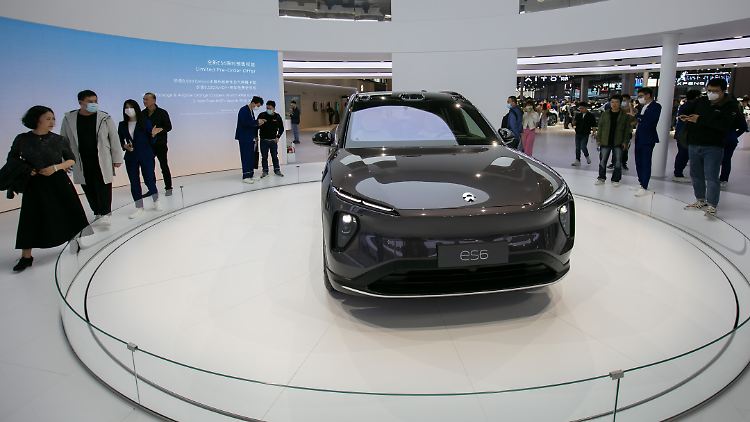 Noch auf der Automesse in Shanghai, bald in Europa? Der Nio ES6.