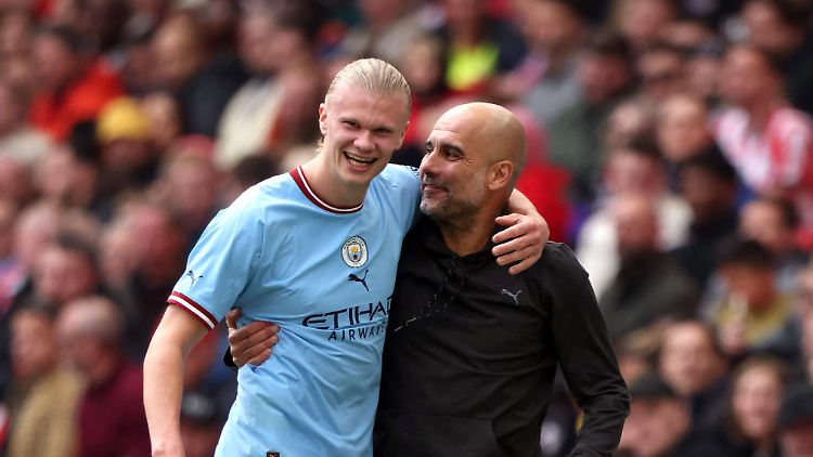 Erling Haaland und Pep Guardiola wollen in diesem Jahr unbedingt die Champions League gewinnen.
