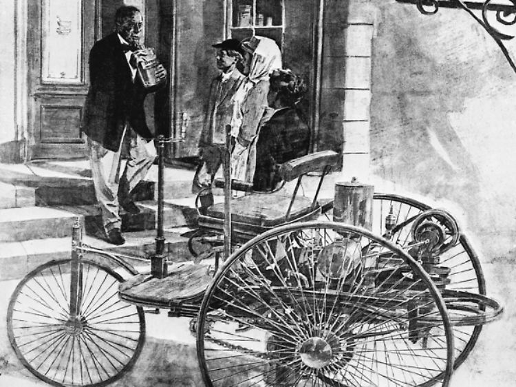 Bertha Benz kaufte 1888 Waschbenzin in einer Apotheke, um auf einer Ausfahrt den Benz Patent-Motorwagen zu betanken.