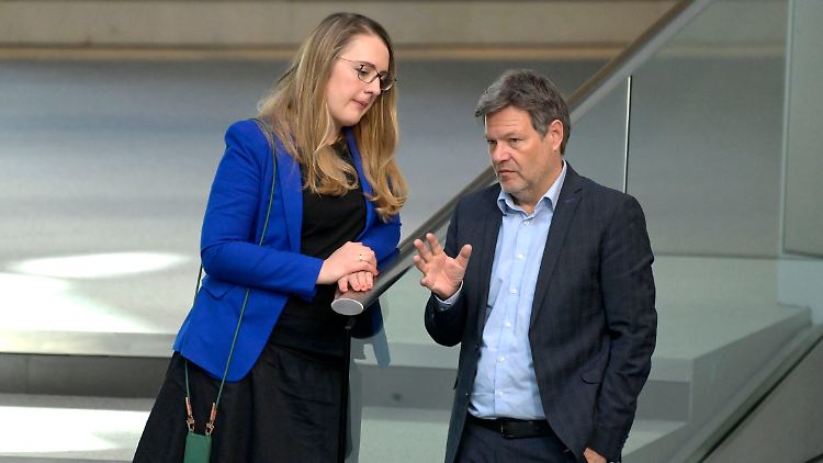 Haben dieser Tage viel zu besprechen: Grünen-Fraktionsvorsitzende Dröge und Wirtschaftsminister Habeck.