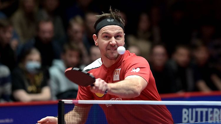 Timo Boll bei einem seiner letzten Auftritte für Düsseldorf im Februar 2023. 