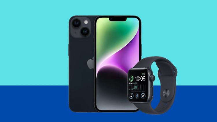 Das iPhone 14 mit der Apple Watch SE2 bekommt man derzeit im günstigen Bundle bei o2.