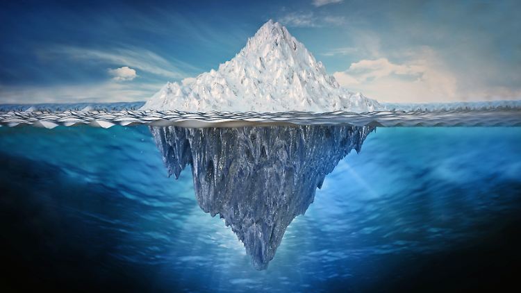 Eine 3D-Darstellung eines Eisberges. 