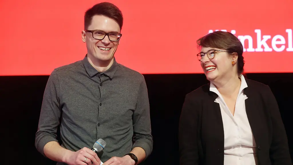 Christian-Schaft-und-Ulrike-Grosse-Roethig-beide-Landesvorsitzende-der-Linken-in-Thueringen