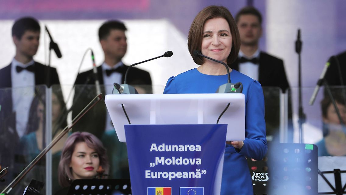 Moldaus Präsidenten Maia Sandu fordert immer wieder westliche Unterstützung zum Schutz vor Russland ein.