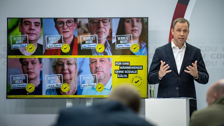 Czaja bei der Vorstellung einer Unions-Kampagne gegen das Heizungsgesetz.