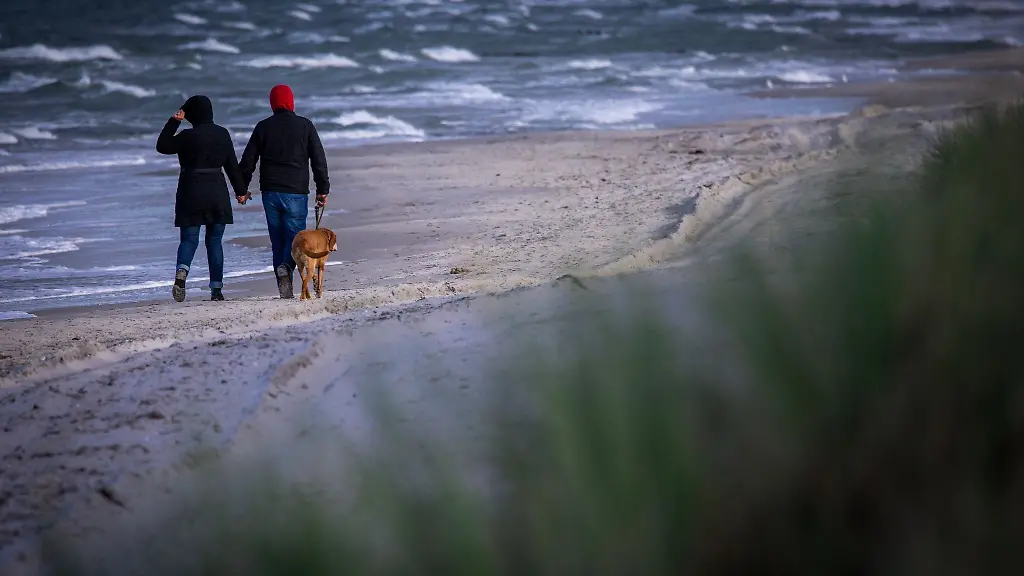 Urlauber-bei-einem-Spaziergang-an-der-Ostseekueste