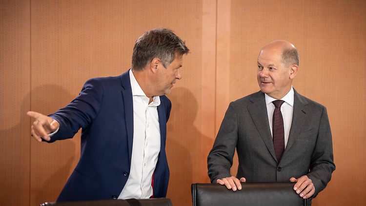 Zuversichtlich und vielleicht auch wohlwollend: Habeck und Scholz (r).