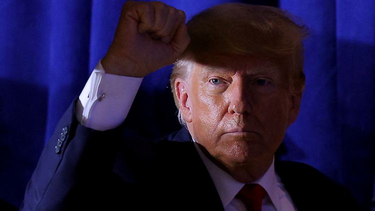 Trump am 27. April bei einem Treffen mit Unterstützern seiner Präsidentschaftskandidatur in New Hampshire.