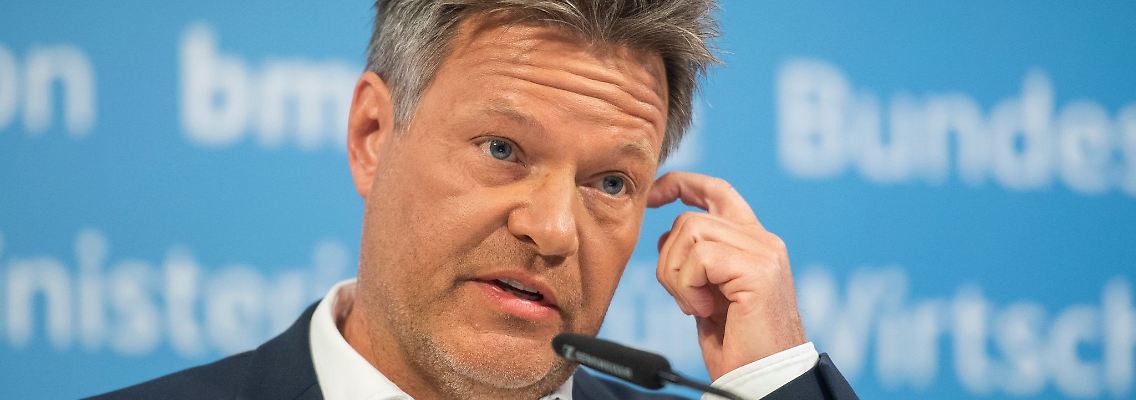 Wirtschaftsminister Robert Habeck spricht bei einer Pressekonferenz.