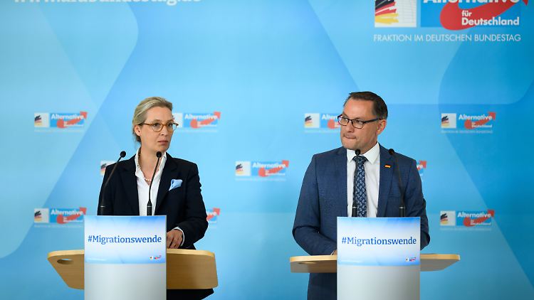 AfD-Chef Tino Chrupalla mit seiner Co-Vorsitzenden Alice Weidel.