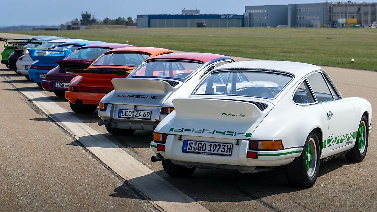 Der Porsche Carrera RS mit Heckspoiler war seinerzeit das schnellste deutsche Serienauto (Bild: Porsche 911 RS von 1972 und Nachfolger bis 2022).