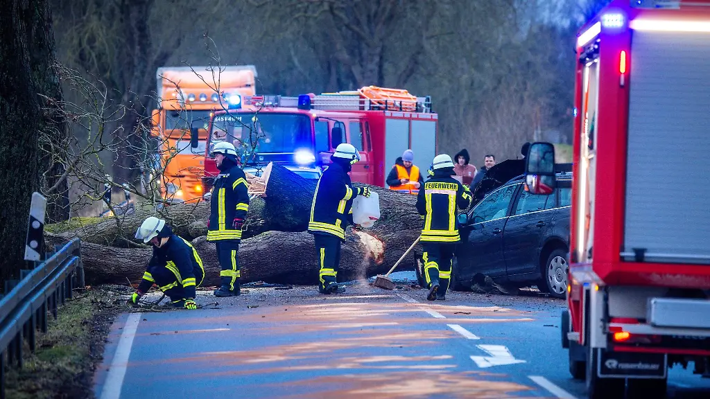 Feuerwehrleute-sichern-eine-Unfallstelle-auf-der-Bundestrasse-208