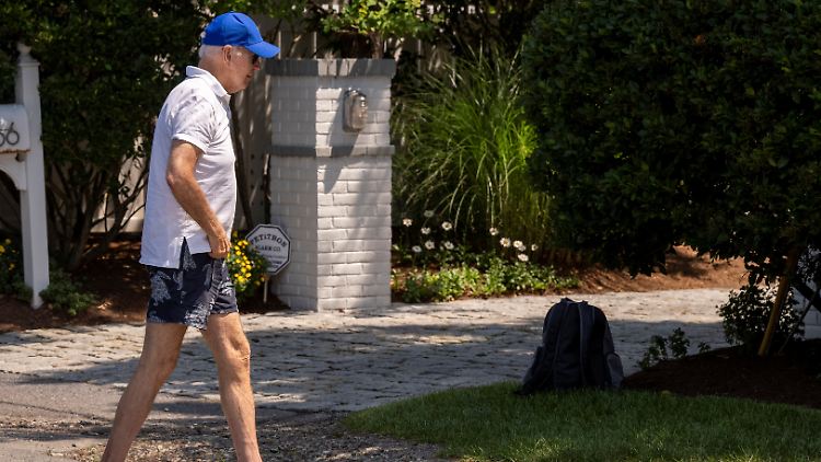 Badehose mit Meeresschildkröten-Muster: Joe Biden im Freizeitlook.