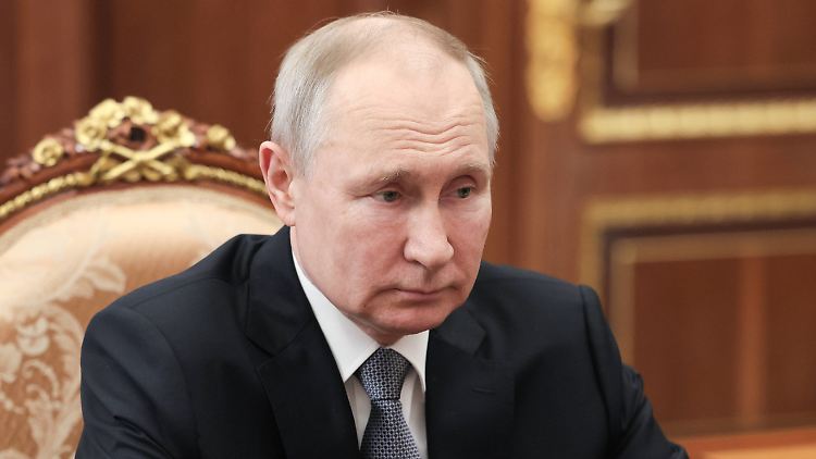 Putin am Dienstag bei einem Treffen mit einem russischen Bank-Vorstandschef.