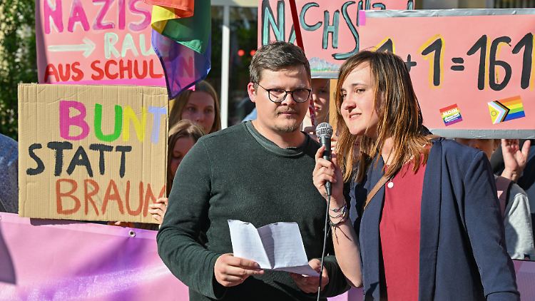 Rechnen wegen ihres Engagements mit Übergriffen: Brandenburger Lehrer Max Teske und Lehrerin Laura Nickel.