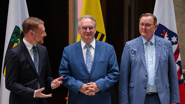 Die Ost-Ministerpräsidenten Kretschmer (CDU, Sachsen), Haseloff (CDU, Sachsen-Anhalt) und Ramelow (Linke, Thüringen).