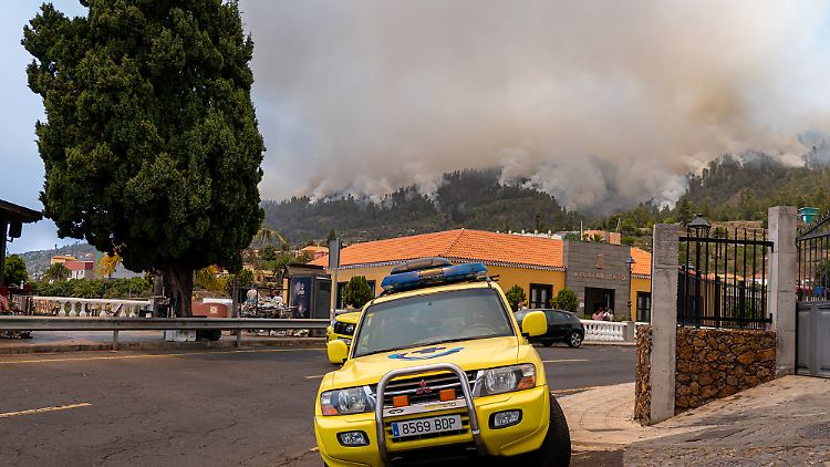 Die Brigadas de Refuerzo en Incendios Forestales (BRIF) sind auf der Insel unterwegs, um den Waldbrand einzudämmen.
