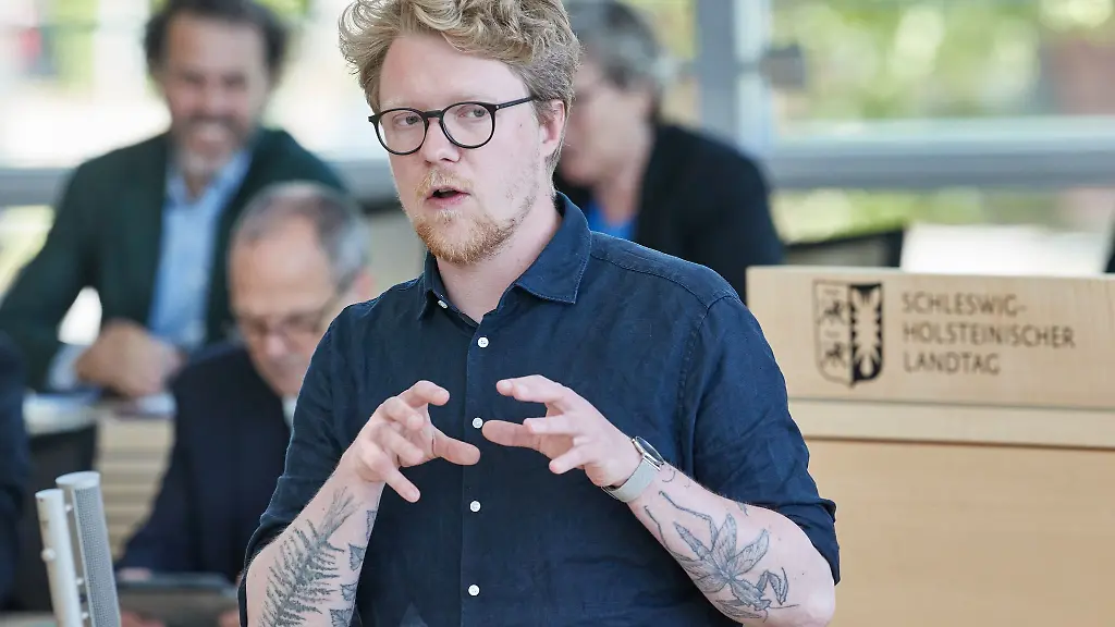 Lasse-Petersdotter-Buendnis-90-Die-Gruenen-Fraktionsvorsitzender-spricht-in-einer-Sitzung-des-Landtags