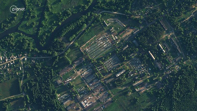 Ein Satellitenbild vom 19. Juli zeigt ein Militärlager in Belarus.