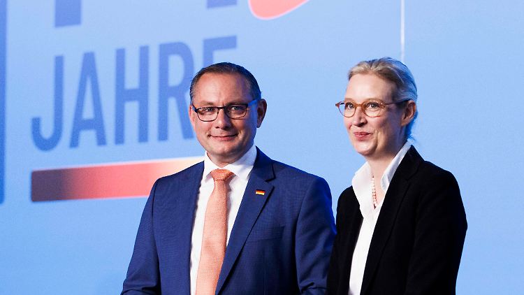 Die AfD-Chefs Tino Chrupalla und Alice Weidel wissen zahlungskräftige Geldgeber hinter sich.