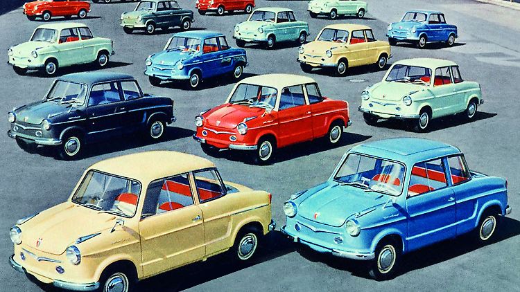 NSU Prinz ab 1957: Werbeplakat mit Prinz I und Sport-Prinz.