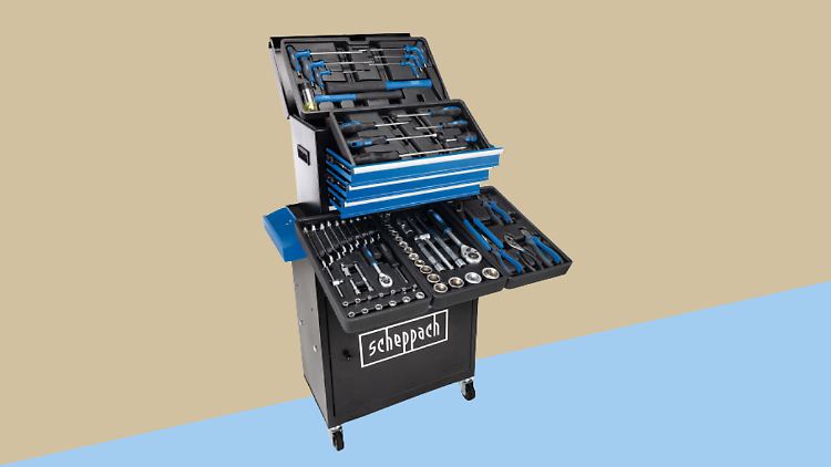 Scheppach-Werkstattwagen inklusive 70-teiligem Zubehör: Aktuell bei Aldi im Angebot.