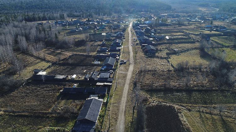 Blick auf die sibirische Siedlung Tugach, die Teil des Gulag-Systems der Sowjetunion war.