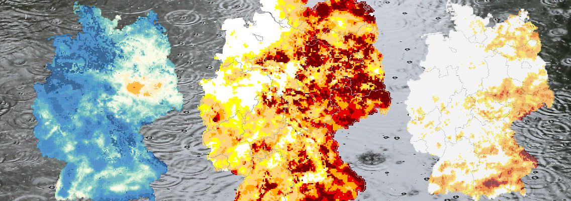 Regentropfen fallen in Straßenpfützen: Im August hat es in vielen Teilen Deutschlands ausgiebig geregnet. Die Böden sind trotzdem vielerorts trocken.