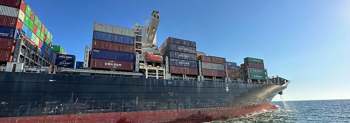 Containerschiff "Joseph Schulte" hing seit Ausbruch des Krieges in Odessa fest.