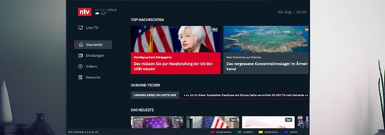 Die neue HbbTV-App von ntv