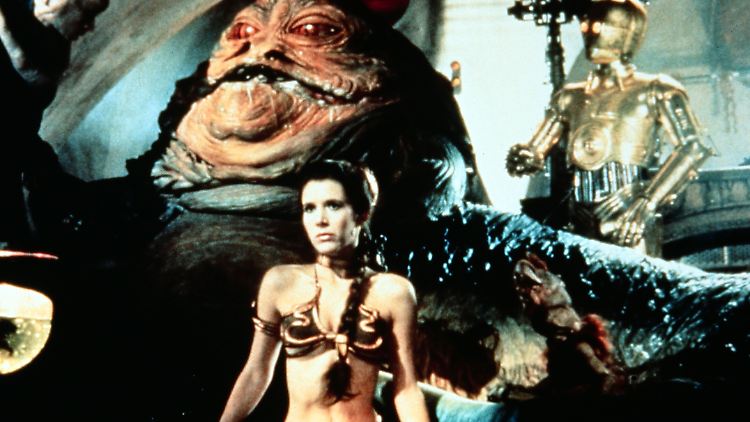 Legendär und jedem Sci-Fi-Fan bekannt: Prinzessin Leia in der Gewalt von Jabba the Hutt.