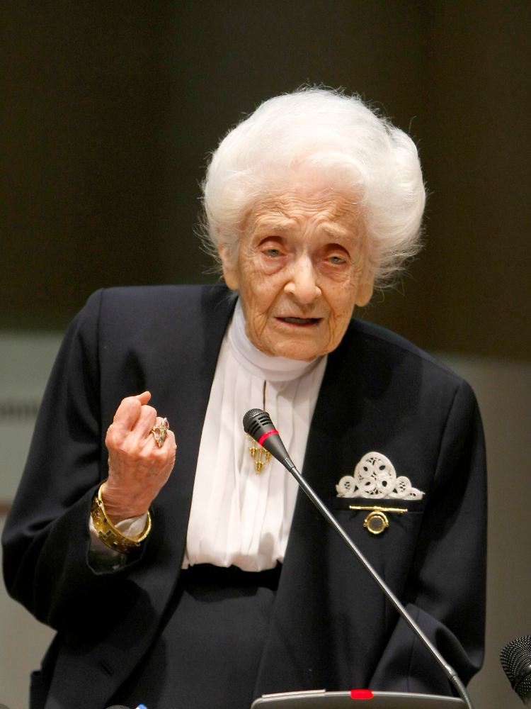 Nobelpreisträgerin Rita Levi-Montalcini forscht auch mit über hundert Jahren und ist sozial engagiert.