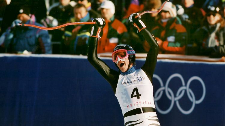 Markus Wasmeier nach seinem seinem Olympiasieg im Super-G am 17. Februar 1994 in Kvitfjell. Ein halbes Leben ist dieser Tag nun her.