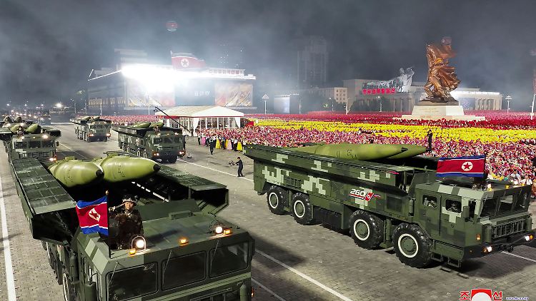 Kim Jong Un lässt alles auffahren: eine Militärparade in Nordkorea im Juli.