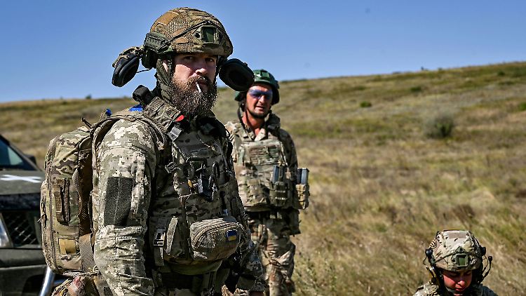 Soldaten der 3. separaten Sturmbrigade während einer Übung Anfang September.