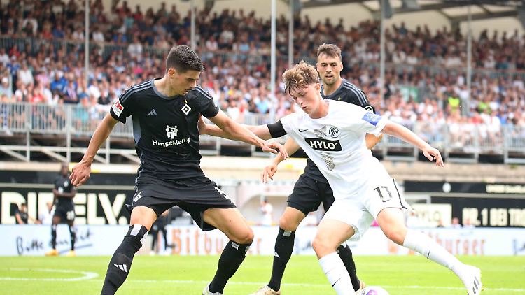 Der Hamburger Abwehrspieler Dennis Hadzikadunic (l.) patzte vor dem 1:0 der Elversberger. 