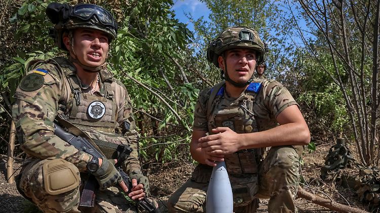 Ukrainische Soldaten an der Front in der Region Saporischschja.
